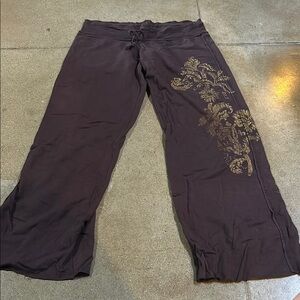 Brown Wide-Leg sweatpants with Gold Detail